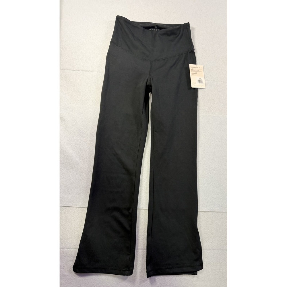 Danskin Womens Side Slit Flare Crossover Yoga Pants Size XS Black 25" Inseam